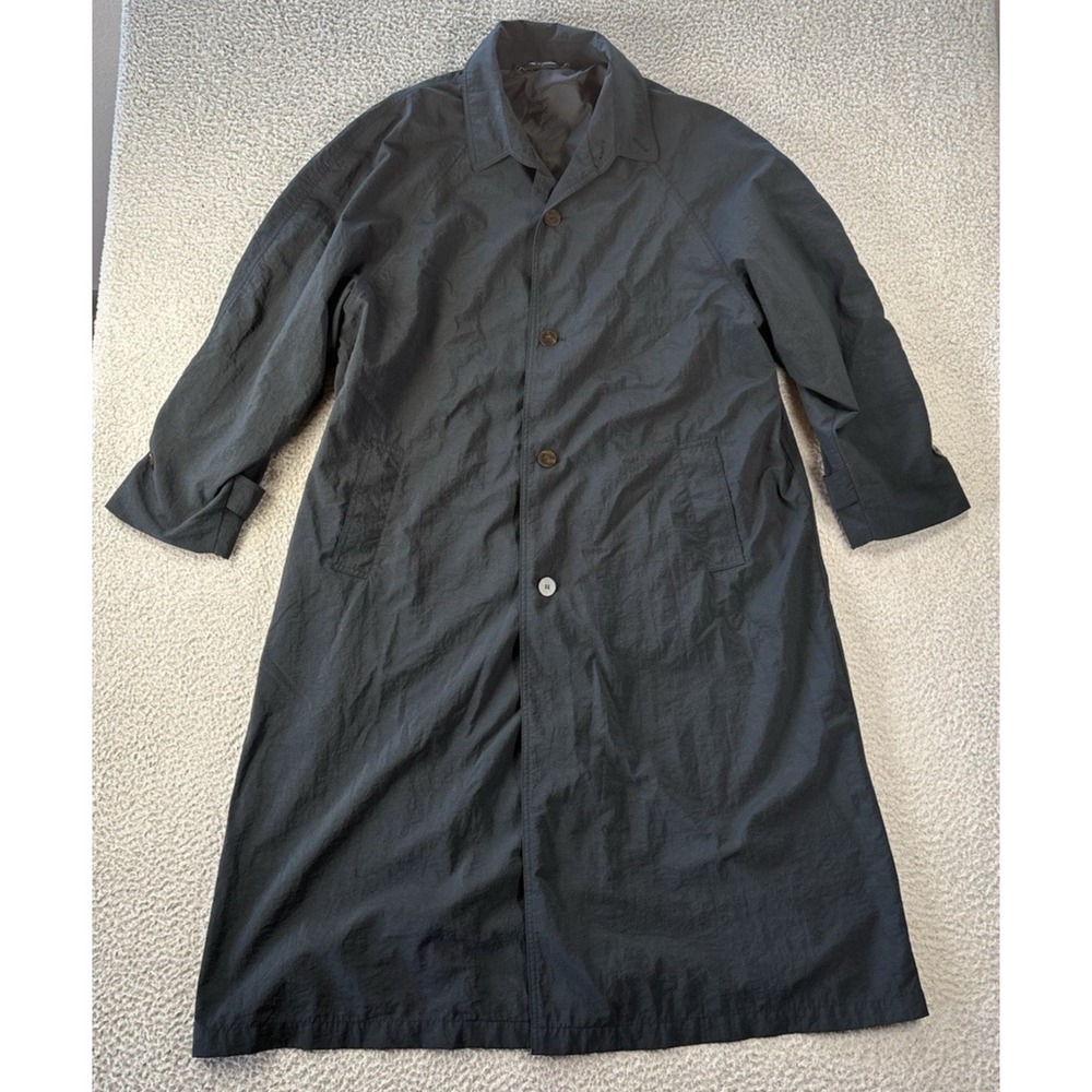 Hammacher Schlemmer Trench Coat Mens Large Long Duster 90s Packable Business